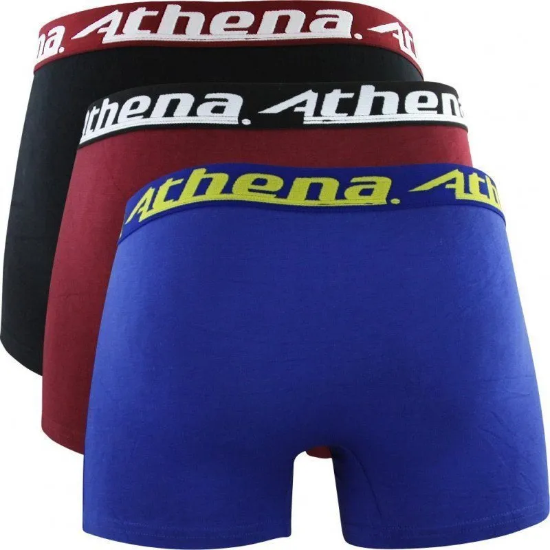 ATHENA Lot de 3 Boxers Garçon Coton TRIOCHOC Noir Bleu Bordeaux