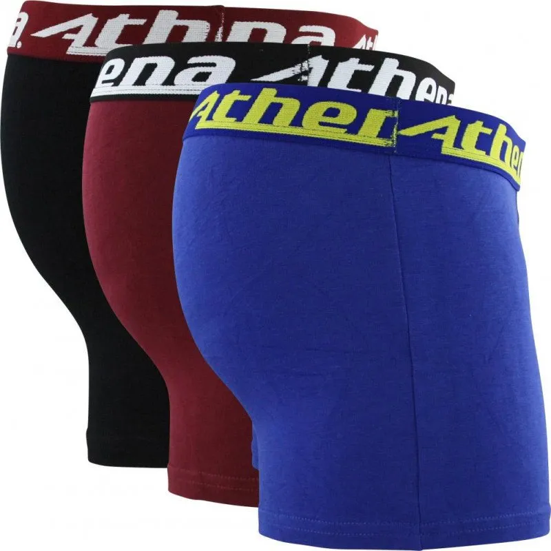 ATHENA Lot de 3 Boxers Garçon Coton TRIOCHOC Noir Bleu Bordeaux